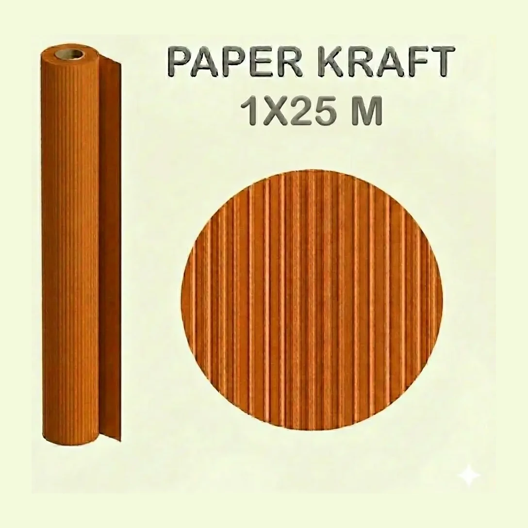 [002586] PAPEL KRAFT NARANJA ROLLO 1x25M 65G