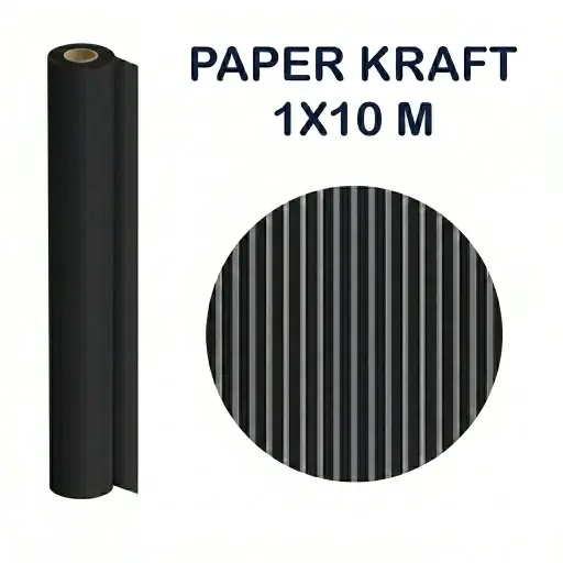 [497025] PAPEL KRAFT NEGRO ROLLO 1x10M 65G