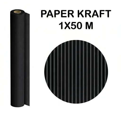 [497026] PAPEL KRAFT NEGRO ROLLO 1x50M 65G