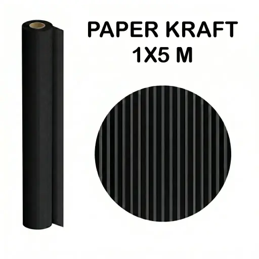 [001370] PAPEL KRAFT NEGRO ROLLO 1x5M 65G