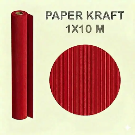 [497027] PAPEL KRAFT ROJO ROLLO 1x10M 65G
