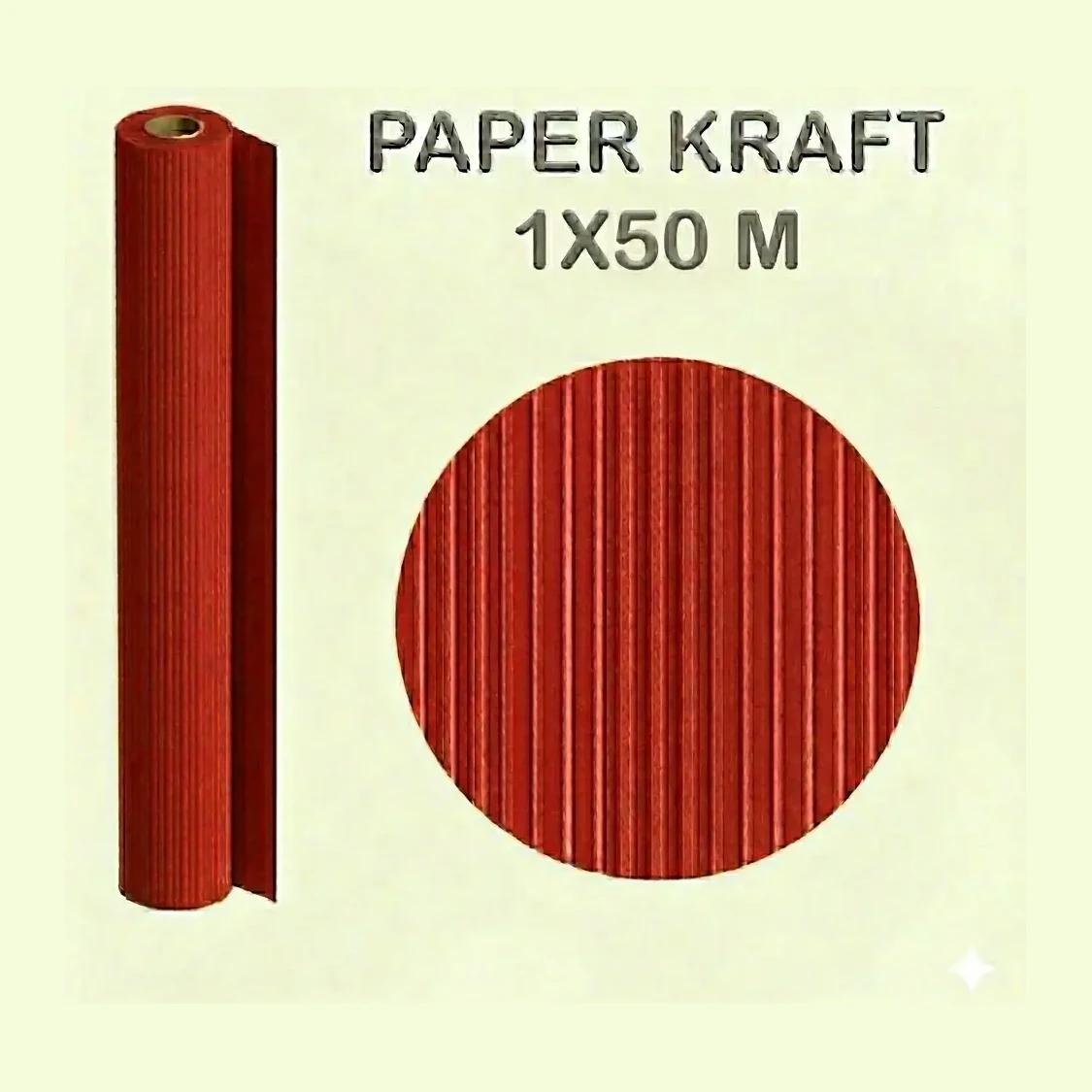 [497028] PAPEL KRAFT ROJO ROLLO 1x50M 65G