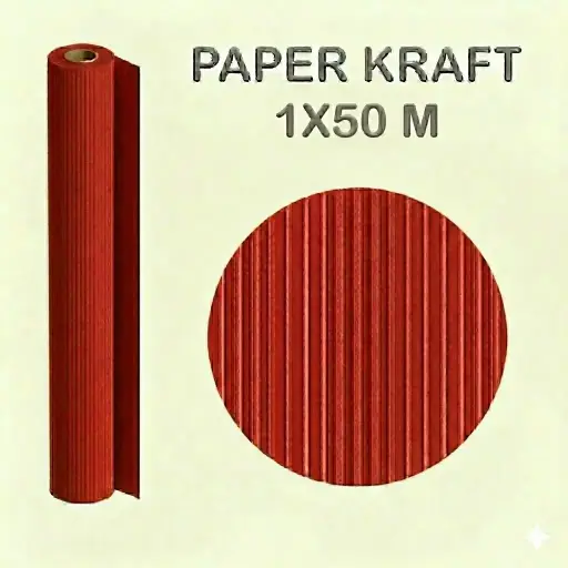 [497028] PAPEL KRAFT ROJO ROLLO 1x50M 65G