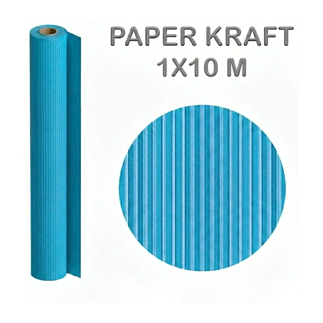 [497013] PAPEL KRAFT AZUL TURQUESA ROLLO 1x10M 65G