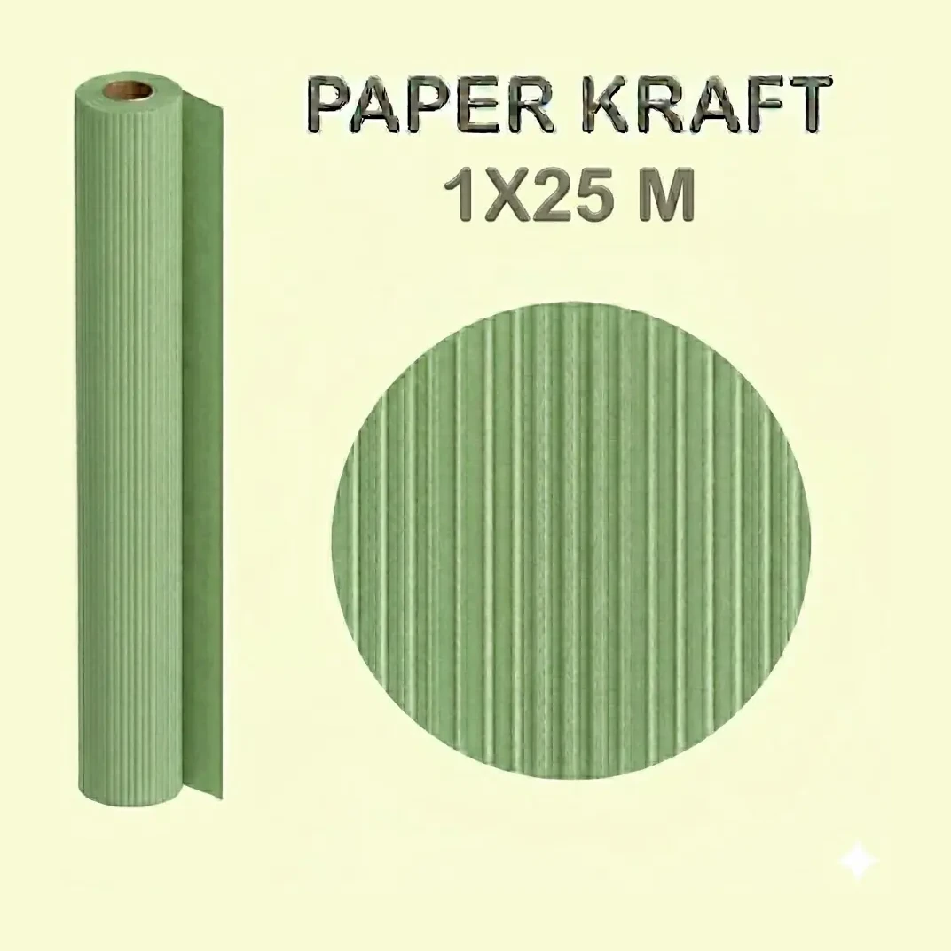 [002591] PAPEL KRAFT VERDE ROLLO 1x25M 65G