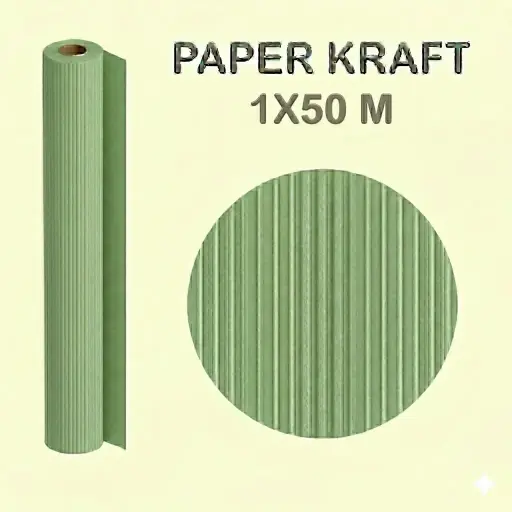 [497030] PAPEL KRAFT VERDE ROLLO 1x50M 65G