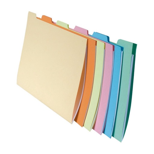 [180825] SUBCARPETA A4 APAISADAS PESTAÑA LATERAL 210 GR 6 COLORES SURTIDOS