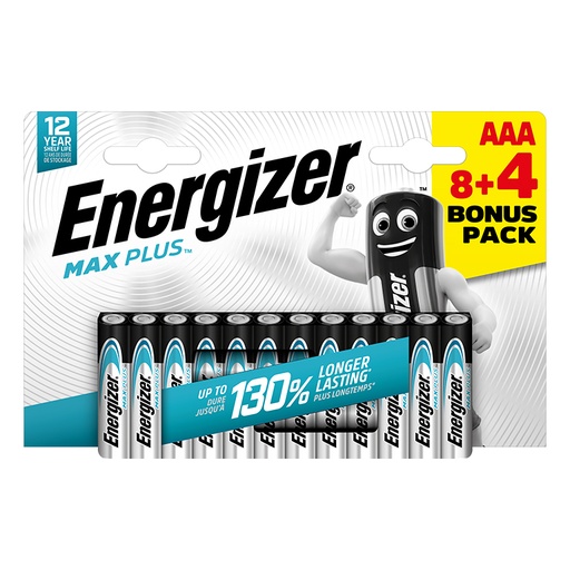 [221452] PILAS ENERGIZER ALCALINAS MAX PLUS AAA BLÍSTER 12 UNIDADES