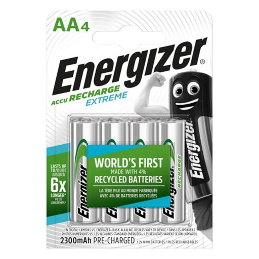[221477] PILAS RECARGABLES ENERGIZER AA NI-MH 1.2V 2300mAh 4 UNIDADES