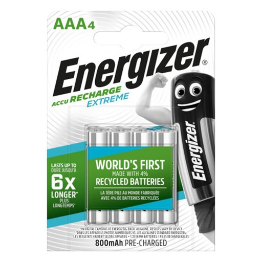 [221478] PILAS RECARGABLES ENERGIZER AAA NI-MH 1.2V 800 4 UNIDADES