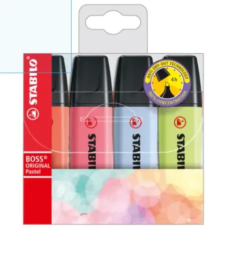 [081500] ROTULADOR STABILO BOSS FLUORESCENTE 70 PASTEL ESTUCHE DE 4 UNIDADES