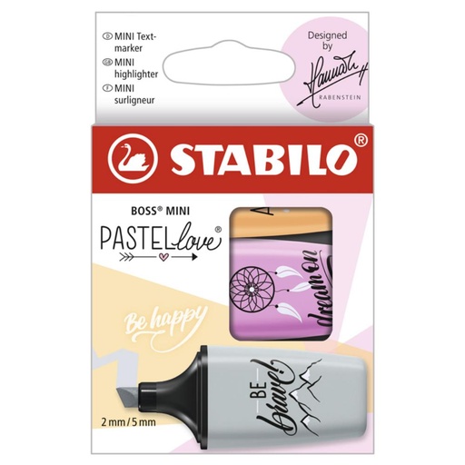 [081563] ROTULADOR STABILO BOSS MINI PASTEL LOVE ESTUCHE 3 UNIDADES