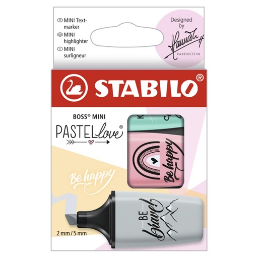 [081562] ROTULADOR STABILO BOSS MINI PASTEL LOVE ESTUCHE 3 UNIDADES