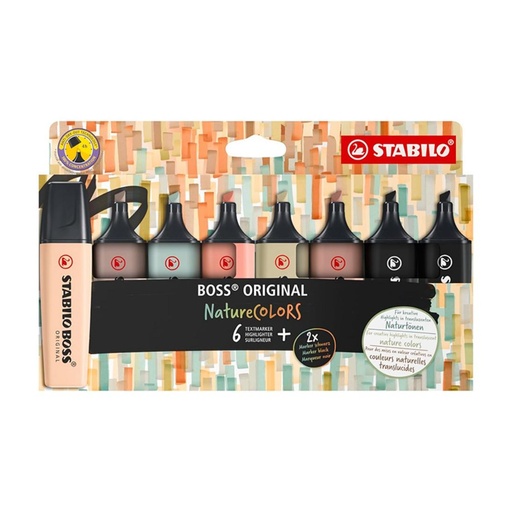 [081647] ROTULADOR STABILO BOSS FLUORESCENTE 70 NATURE COLORS ESTUCHE 8 COLORES SURTIDOS