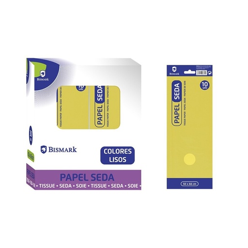 [600151] PAPEL DE SEDA LISO AMARILLO BOLSA 10 HOJAS