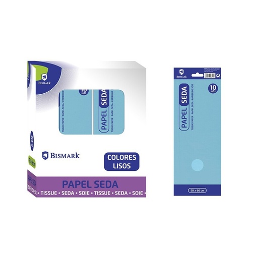[600153] PAPEL DE SEDA LISO AZUL CELESTE BOLSA 10 HOJAS