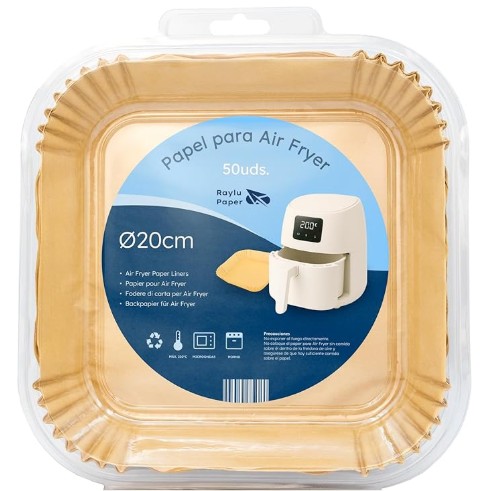 [825218] PAPEL FREIDORA DE AIRE RAYLU PAPER CUADRADO 20CM 50 UDS