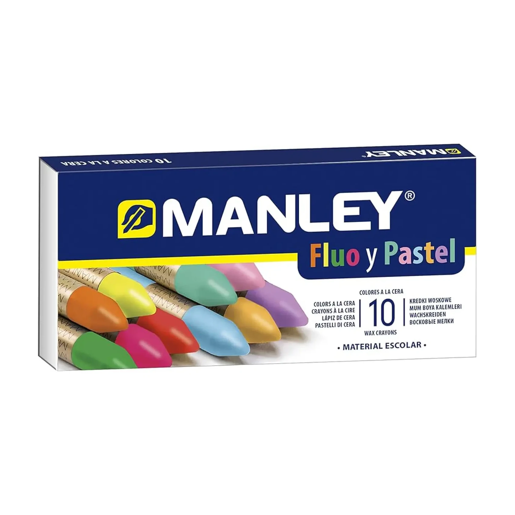 [703126] CERAS MANLEY ESTUCHE 10 COLORES FLUOR Y PASTEL