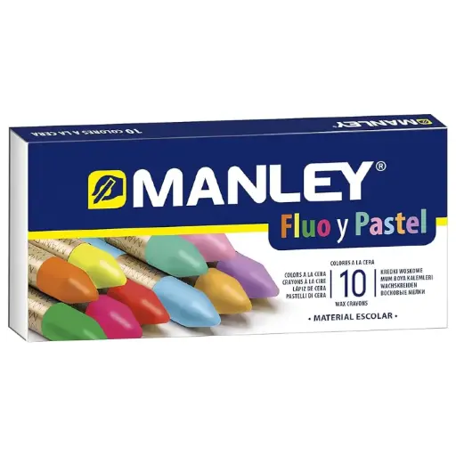 [703126] CERAS MANLEY ESTUCHE 10 COLORES FLUOR Y PASTEL
