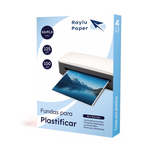 [220198] FUNDAS PLASTIFICAR 62x91MM 125 MICRAS RAYLU 100 UDS
