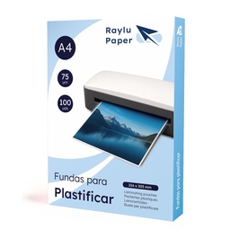 FUNDAS PLASTIFICAR A4 75 MICRAS RAYLU 100UDS