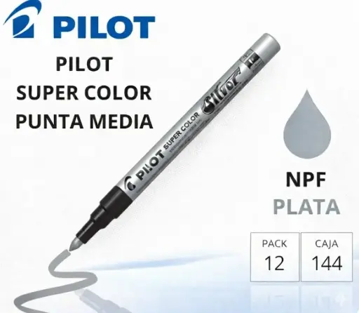 [080309] ROTULADOR PILOT PLATA MEDIO 