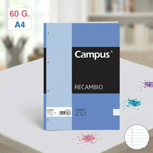 [001126] RECAMBIO A4 100 HOJAS 60 GRAMOS 4-TAL 2R