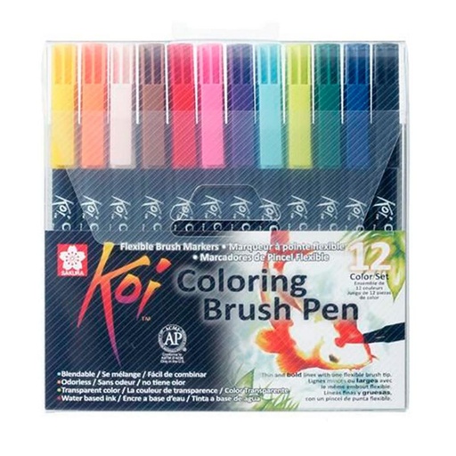 [600444] ROTULADOR SAKURA KOI COLOR BRUSH ESTUCHE DE 12 ROTULADORES PUNTA PINCEL