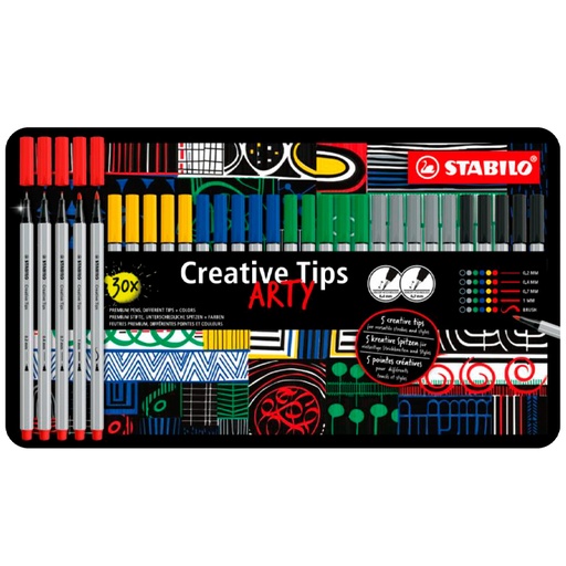 [119662] ROTULADOR STABILO CREATIVE TIPS ARTY LINECLASSIC ESTUCHE 30 ROTULADORES