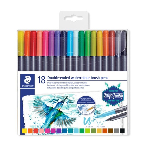 [081574] ROTULADOR STAEDTLER ESTUCHE 18  DOBLE PUNTA ACUARELABLE