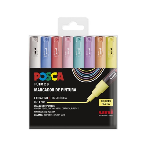 [119748] ROTULADOR POSCA PC-1M BLISTER 8 COLORES PASTEL