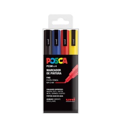 ROTULADOR POSCA PC-3M/4C ESTUCHE 4 COLORES BÁSICOS