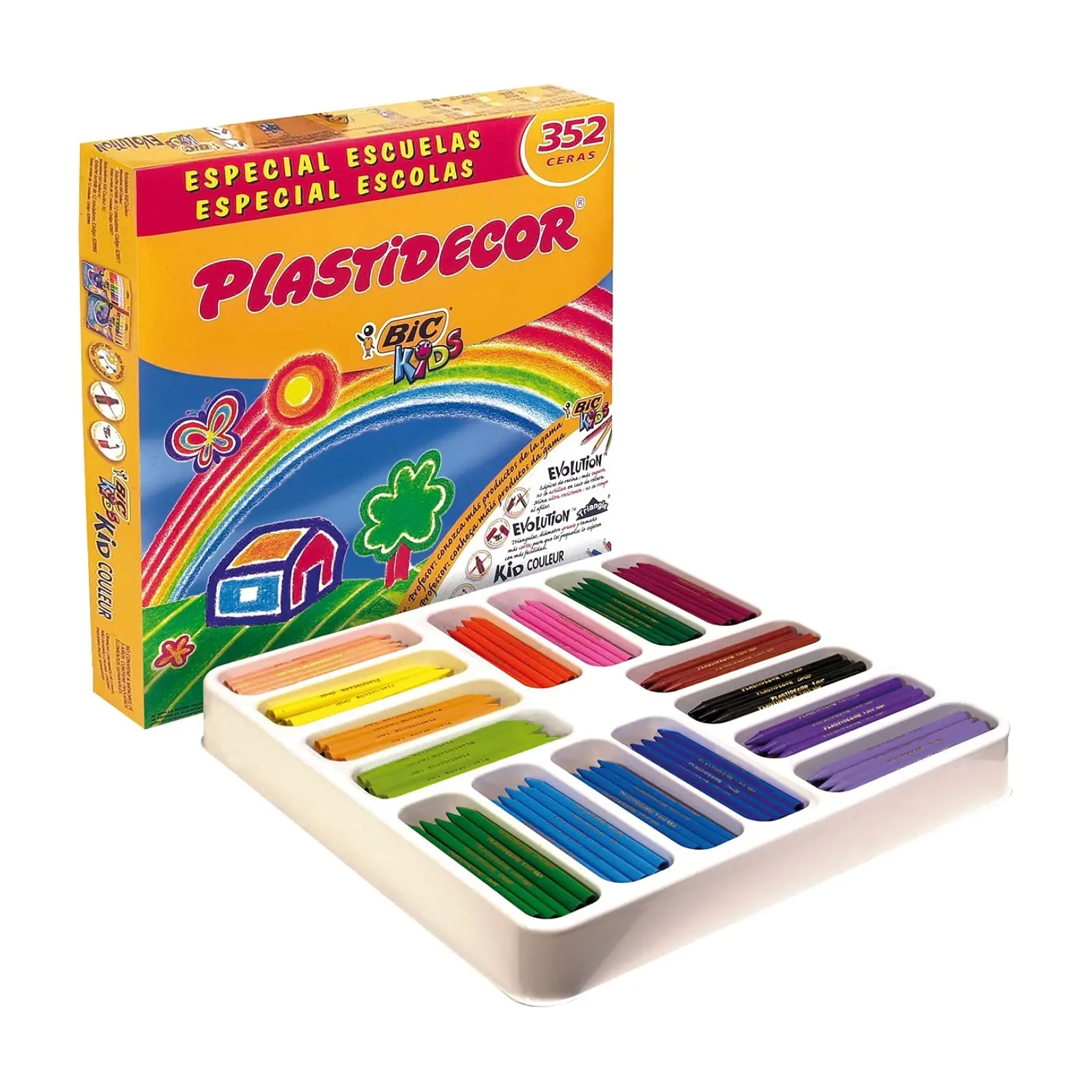 [649818] CERAS PLÁSTICAS BIC PLASTIDECOR KIDS 16 COLORES x22UDS 352UDS
