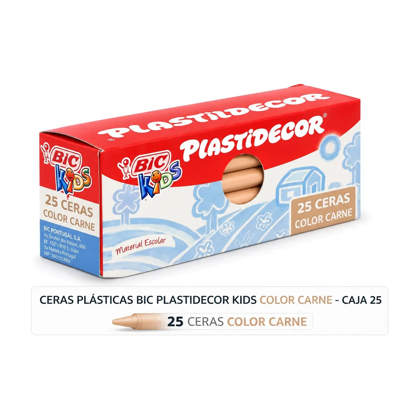 [649207] CERAS PLÁSTICAS BIC PLASTIDECOR KIDS CARNE CAJA 25