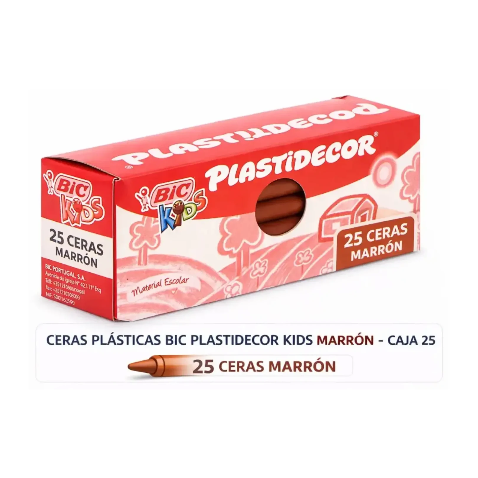 [649822] CERAS PLÁSTICAS BIC PLASTIDECOR KIDS MARRON CAJA 25