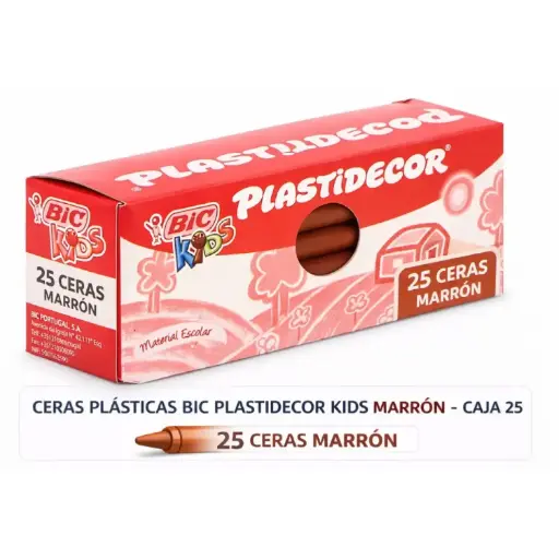 [649822] CERAS PLÁSTICAS BIC PLASTIDECOR KIDS MARRON CAJA 25