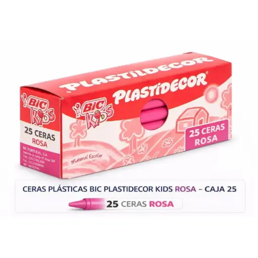 [649825] CERAS PLÁSTICAS BIC PLASTIDECOR KIDS ROSA CAJA 25
