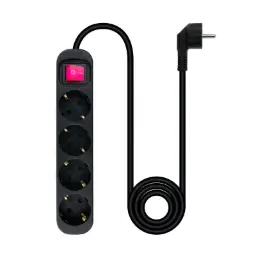 REGLETA 4 TOMAS CON INTERRUPTOR NEGRO CABLE 3 METROS