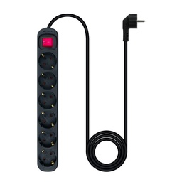 REGLETA 6 TOMAS CON INTERRUPTOR NEGRO CABLE 1,5 METROS 