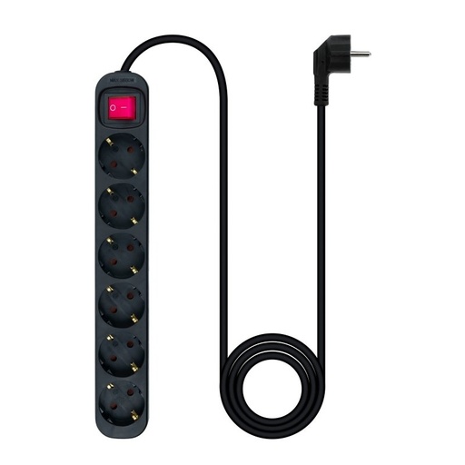 [120493] REGLETA 6 TOMAS CON INTERRUPTOR NEGRO CABLE 1,5 METROS 