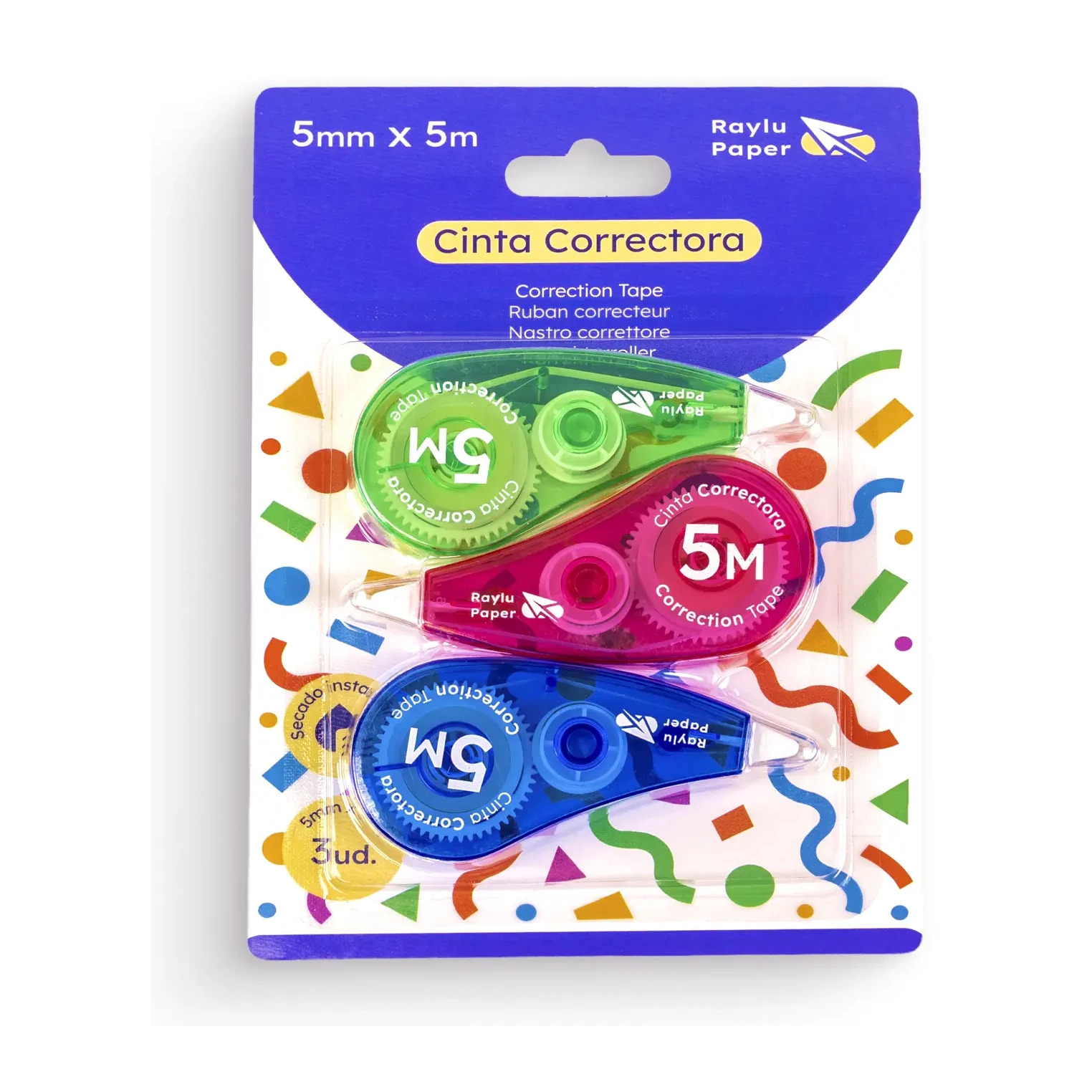 [081291] CORRECTOR EN CINTA DUOFIX 5×5 BLÍSTER 3 UNIDADES RAYLU