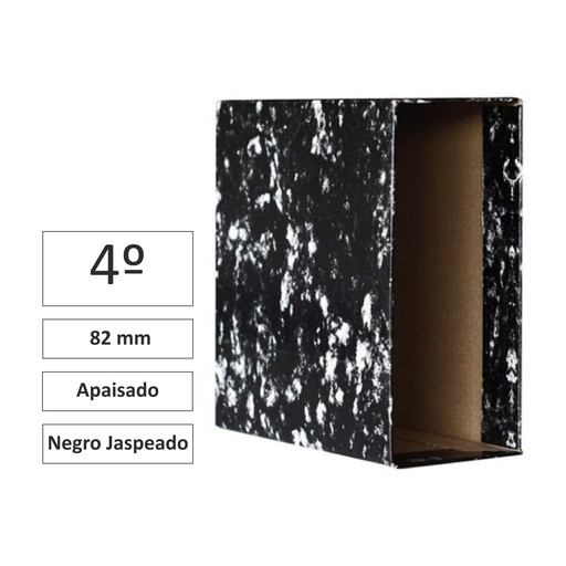 [180094] CAJA ARCHIVADOR AZ 4º APAISADO NEGRO JASPEADO RAYLU PAPER 