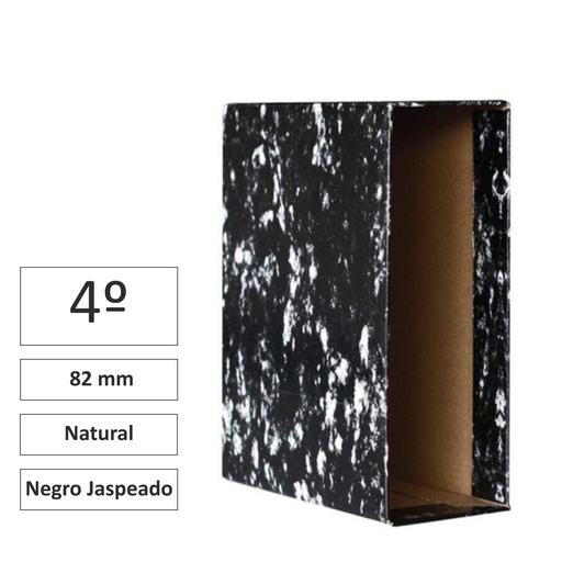 [180093] CAJA ARCHIVADOR AZ 4º NATURAL NEGRO JASPEADO ·RAYLU PAPER · LOMO 82 MM
