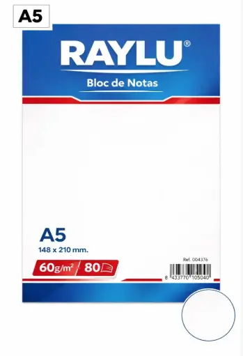 [001113] BLOC NOTAS MICROPERFORADO A5 60 GRAMOS 80 HOJAS LISO