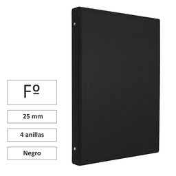 CARPETA PVC FOLIO 4 ANILLAS 25 MM NEGRO
