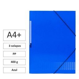 CARPETA A4+ CON GOMAS Y 3 SOLAPAS CARTÓN 400 G AZUL 