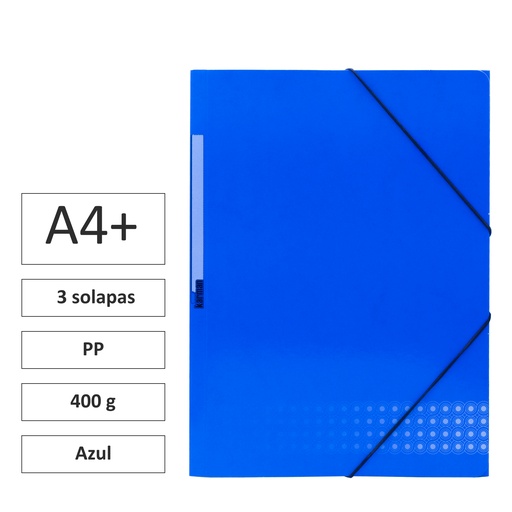 [180575] CARPETA A4+ CON GOMAS Y 3 SOLAPAS CARTÓN 400 G AZUL 