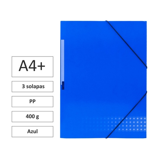 [180575] CARPETA A4+ CON GOMAS Y 3 SOLAPAS CARTÓN 400 G AZUL 
