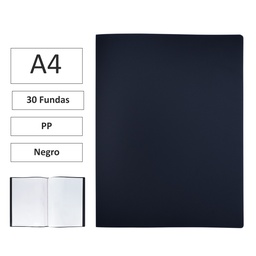 CARPETA DE FUNDAS BISMARK A4 30 FUNDAS PP NEGRO