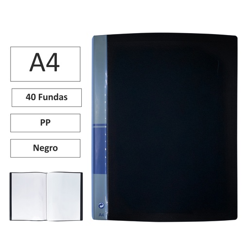 [180228] CARPETA DE FUNDAS BISMARK A4 40 FUNDAS PP NEGRO